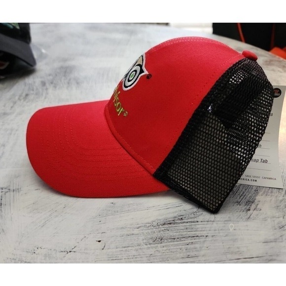 Trip Advisor Snapback Hat Mesh Back Adjustable Red Black Cap America New - Picture 2 of 7